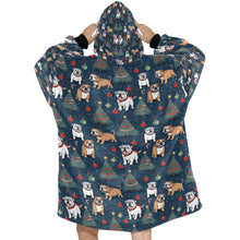 Load image into Gallery viewer, Yuletide English Bulldog Bliss Christmas Blanket Hoodie-Blanket-Apparel, Blanket Hoodie, Blankets, Christmas, Dog Mom Gifts, English Bulldog-ONE SIZE-2