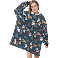 Load image into Gallery viewer, Yuletide English Bulldog Bliss Christmas Blanket Hoodie-Blanket-Apparel, Blanket Hoodie, Blankets, Christmas, Dog Mom Gifts, English Bulldog-ONE SIZE-1