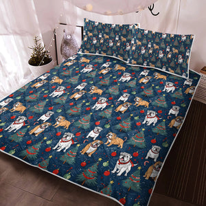 Yuletide English Bulldog Bliss Christmas Quilt Blanket Bedding Set-Bedding-Bedding, Blankets, Christmas, English Bulldog, Home Decor-3