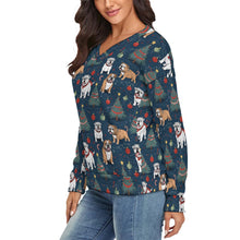 Load image into Gallery viewer, Yuletide English Bulldog Bliss Women&#39;s V-Neck Christmas Sweater-Apparel-Apparel,Christmas,Dog Mom Gifts,English Bulldog,Sweater,Sweatshirt-3