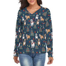 Load image into Gallery viewer, Yuletide English Bulldog Bliss Women&#39;s V-Neck Christmas Sweater-Apparel-Apparel,Christmas,Dog Mom Gifts,English Bulldog,Sweater,Sweatshirt-S-2