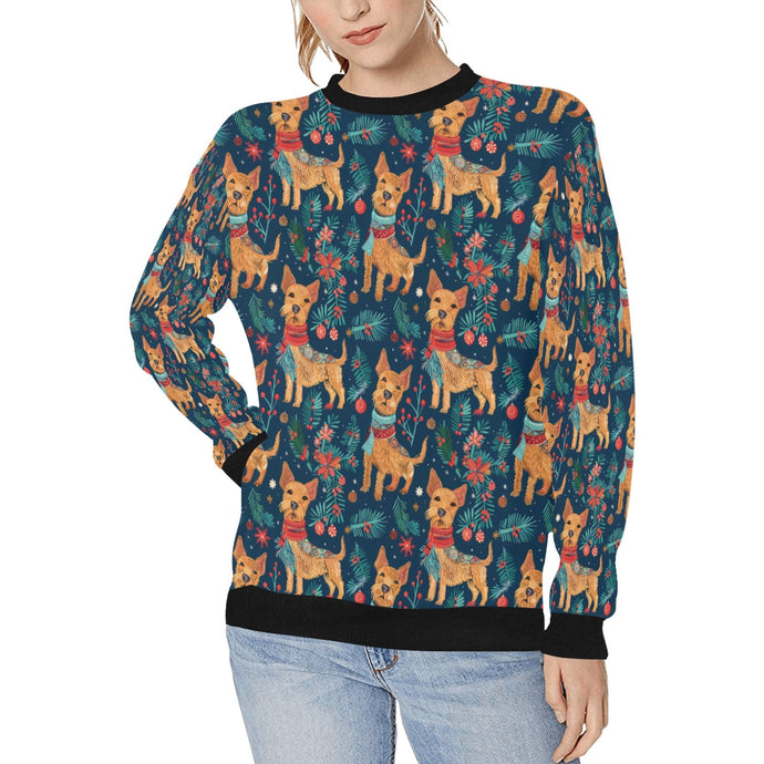 Yuletide Frolic Airedale Terriers Christmas Sweatshirt for Women-Apparel-Airedale Terrier, Apparel, Christmas, Dog Mom Gifts, Sweatshirt-S-1