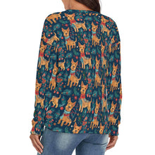 Load image into Gallery viewer, Yuletide Frolic Airedale Terriers Women&#39;s V-Neck Christmas Sweater-Apparel-Airedale Terrier,Apparel,Christmas,Dog Mom Gifts,Sweater,Sweatshirt-4