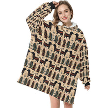 Load image into Gallery viewer, Yuletide Kisses Black Tan Dachshunds Christmas Blanket Hoodie-Blanket-Apparel, Blanket Hoodie, Blankets, Christmas, Dachshund, Dog Mom Gifts-ONE SIZE-1