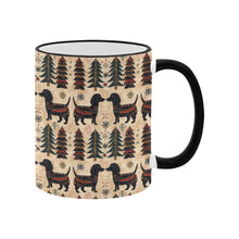 Load image into Gallery viewer, Yuletide Kisses Black Tan Dachshunds Christmas Coffee Mug-2