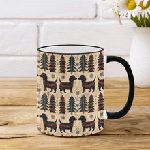 Load image into Gallery viewer, Yuletide Kisses Black Tan Dachshunds Christmas Coffee Mug-3
