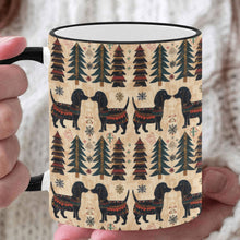 Load image into Gallery viewer, Yuletide Kisses Black Tan Dachshunds Christmas Coffee Mug-White-ONE SIZE-1