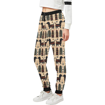 Yuletide Kisses Black Tan Dachshunds Christmas Unisex Sweatpants-Apparel-Apparel, Christmas, Dachshund, Dog Dad Gifts, Dog Mom Gifts, Pajamas-2