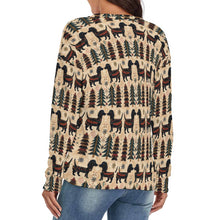 Load image into Gallery viewer, Yuletide Kisses Black Tan Dachshunds Women's V-Neck Christmas Sweater-Apparel-Apparel,Christmas,Dachshund,Dog Mom Gifts,Sweater,Sweatshirt-4