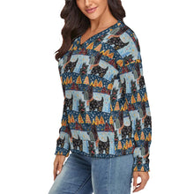 Load image into Gallery viewer, Yuletide Scottish Terrier Women's V-Neck Christmas Sweater-Apparel-Apparel,Christmas,Dog Mom Gifts,Scottish Terrier,Sweater,Sweatshirt-3