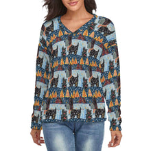 Load image into Gallery viewer, Yuletide Scottish Terrier Women's V-Neck Christmas Sweater-Apparel-Apparel,Christmas,Dog Mom Gifts,Scottish Terrier,Sweater,Sweatshirt-S-2