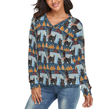 Load image into Gallery viewer, Yuletide Scottish Terrier Women's V-Neck Christmas Sweater-Apparel-Apparel,Christmas,Dog Mom Gifts,Scottish Terrier,Sweater,Sweatshirt-1