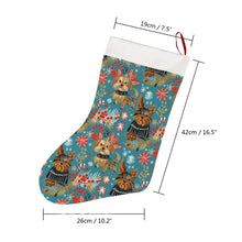 Load image into Gallery viewer, Yuletide Yorkies Christmas Stocking-Christmas Ornament-Christmas, Home Decor, Yorkshire Terrier-26X42CM-White1-4