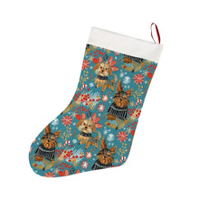 Load image into Gallery viewer, Yuletide Yorkies Christmas Stocking-Christmas Ornament-Christmas, Home Decor, Yorkshire Terrier-26X42CM-White1-1