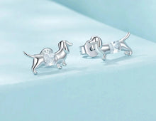 Load image into Gallery viewer, Zircon Belly Silver Dachshund Stud Earrings-Dog Themed Jewellery-Accessories, Dachshund, Dog Mom Gifts, Earrings, Jewellery-925 Sterling Silver-5