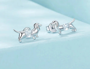 Zircon Belly Silver Dachshund Stud Earrings-Dog Themed Jewellery-Accessories, Dachshund, Dog Mom Gifts, Earrings, Jewellery-925 Sterling Silver-5