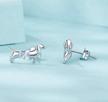 Load image into Gallery viewer, Zircon Belly Silver Dachshund Stud Earrings-Dog Themed Jewellery-Accessories, Dachshund, Dog Mom Gifts, Earrings, Jewellery-925 Sterling Silver-6