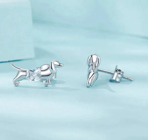 Zircon Belly Silver Dachshund Stud Earrings-Dog Themed Jewellery-Accessories, Dachshund, Dog Mom Gifts, Earrings, Jewellery-925 Sterling Silver-6