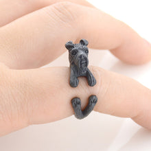 Load image into Gallery viewer, 3D Airedale Terrier Finger Wrap Rings-Dog Themed Jewellery-Airedale Terrier, Dogs, Jewellery, Ring-Resizable-Black Gun-5