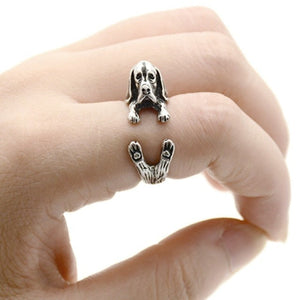 3D Basset Hound Finger Wrap Rings-Dog Themed Jewellery-Basset Hound, Dogs, Jewellery, Ring-3