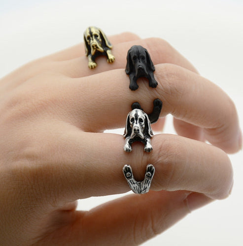 3D Basset Hound Finger Wrap Rings-Dog Themed Jewellery-Basset Hound, Dogs, Jewellery, Ring-1