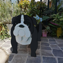Load image into Gallery viewer, 3D Basset Hound Love Small Flower Planter-Home Decor-Basset Hound, Dogs, Flower Pot, Home Decor-English Bulldog - Black-13