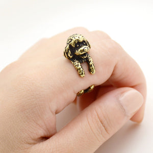 3D Bichon Frise Finger Wrap Rings-Dog Themed Jewellery-Bichon Frise, Dogs, Jewellery, Ring-Resizable-Antique Bronze-4