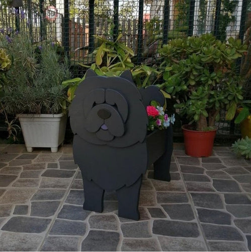 Image of a cutest 3d black chow chow flower pot