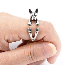 Load image into Gallery viewer, 3D Boston Terrier Finger Wrap Rings-Dog Themed Jewellery-Boston Terrier, Dogs, Jewellery, Ring-3