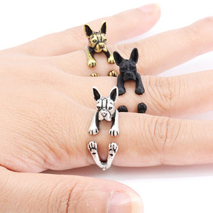 3D Boston Terrier Finger Wrap Rings-Dog Themed Jewellery-Boston Terrier, Dogs, Jewellery, Ring-8
