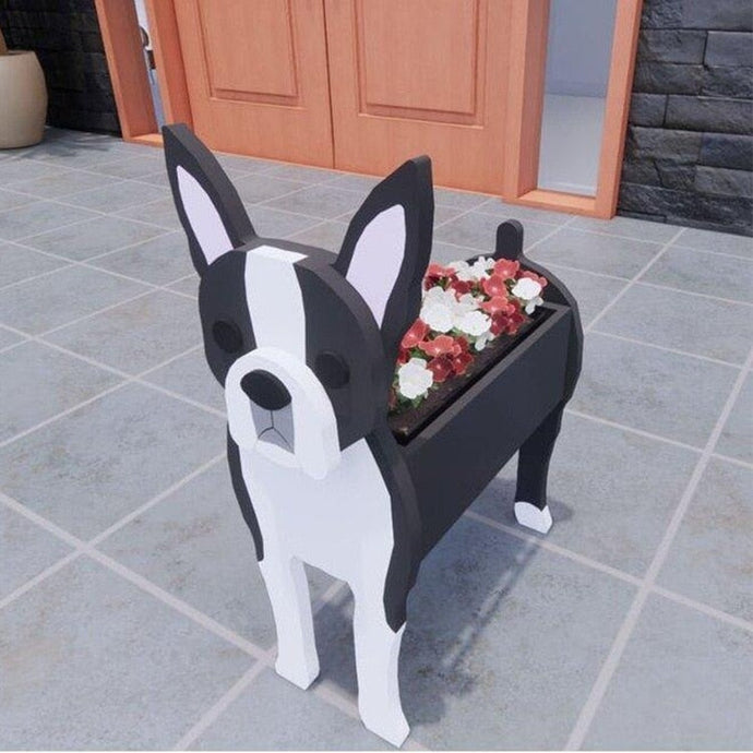 Image of a super cute 3d boston terrier flower pot