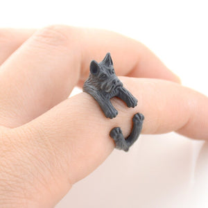 3D Boxer Finger Wrap Rings-Dog Themed Jewellery-Boxer, Dogs, Jewellery, Ring-Cropped Ears-Black Gun-13