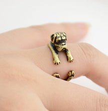 Load image into Gallery viewer, 3D Boxer Finger Wrap Rings-Dog Themed Jewellery-Boxer, Dogs, Jewellery, Ring-Normal Ears-Antique Bronze-5