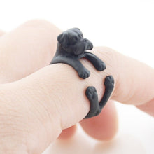 Load image into Gallery viewer, 3D Boxer Finger Wrap Rings-Dog Themed Jewellery-Boxer, Dogs, Jewellery, Ring-Normal Ears-Black Gun-6