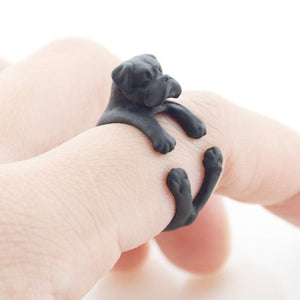 3D Boxer Finger Wrap Rings-Dog Themed Jewellery-Boxer, Dogs, Jewellery, Ring-Normal Ears-Black Gun-6