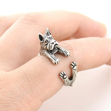 Load image into Gallery viewer, 3D Boxer Finger Wrap Rings-Dog Themed Jewellery-Boxer, Dogs, Jewellery, Ring-Cropped Ears-Antique Silver-7