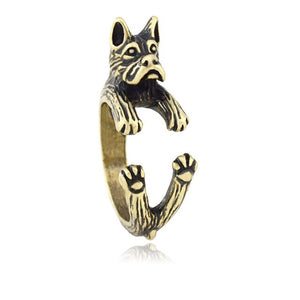 3D Boxer Finger Wrap Rings-Dog Themed Jewellery-Boxer, Dogs, Jewellery, Ring-Cropped Ears-Antique Bronze-9