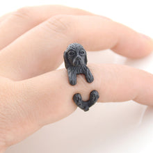 Load image into Gallery viewer, 3D Cavalier King Charles Spaniel Finger Wrap Rings-Dog Themed Jewellery-Cavalier King Charles Spaniel, Dogs, Jewellery, Ring-Resizable-Black Gun-6