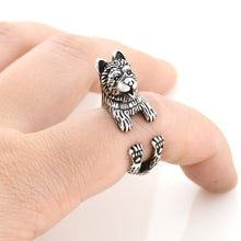 Load image into Gallery viewer, 3D Chow Chow Finger Wrap Rings-Dog Themed Jewellery-Chow Chow, Dogs, Jewellery, Ring-Resizable-Antique Silver-2