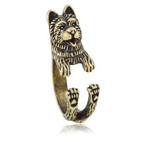 3D Chow Chow Finger Wrap Rings-Dog Themed Jewellery-Chow Chow, Dogs, Jewellery, Ring-Resizable-Antique Bronze-4