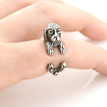 Load image into Gallery viewer, 3D Cocker Spaniel Finger Wrap Rings-Dog Themed Jewellery-Cocker Spaniel, Dogs, Jewellery, Ring-Resizable-Antique Silver Color-2