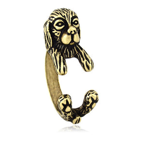 3D Cocker Spaniel Finger Wrap Rings-Dog Themed Jewellery-Cocker Spaniel, Dogs, Jewellery, Ring-Resizable-Antique Bronze-4