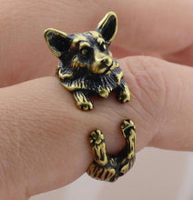 Load image into Gallery viewer, 3D Corgi Finger Wrap Rings-Dog Themed Jewellery-Corgi, Dogs, Jewellery, Ring-Resizable-Antique Bronze-4