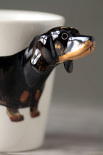 Load image into Gallery viewer, Close image of a 3D Dachshund coffee mug