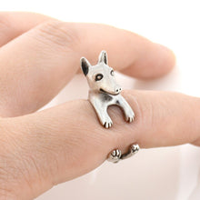 Load image into Gallery viewer, 3D Doberman Finger Wrap Rings-Dog Themed Jewellery-Doberman, Dogs, Jewellery, Ring-Resizable-Antique Silver-2