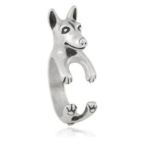 3D Doberman Finger Wrap Rings-Dog Themed Jewellery-Doberman, Dogs, Jewellery, Ring-3