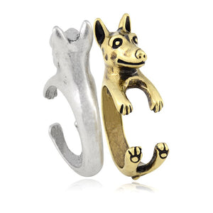 3D Doberman Finger Wrap Rings-Dog Themed Jewellery-Doberman, Dogs, Jewellery, Ring-6