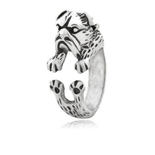 Load image into Gallery viewer, 3D English Bulldog Finger Wrap Rings-Dog Themed Jewellery-Dogs, English Bulldog, Jewellery, Ring-Antique Silver-2