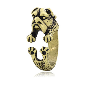 3D English Bulldog Finger Wrap Rings-Dog Themed Jewellery-Dogs, English Bulldog, Jewellery, Ring-Antique Bronze-3