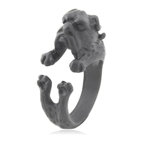 3D English Bulldog Finger Wrap Rings-Dog Themed Jewellery-Dogs, English Bulldog, Jewellery, Ring-Black Gun-4